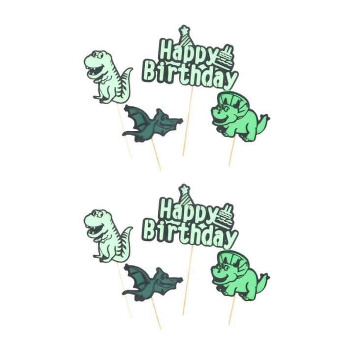 8 Pieces Decorations De Gateau Dinosaure Dessin Anime Papier Inserts Cupcake Pics Fournitures De Fete Pour Bougie Anniversaire Cdiscount Maison