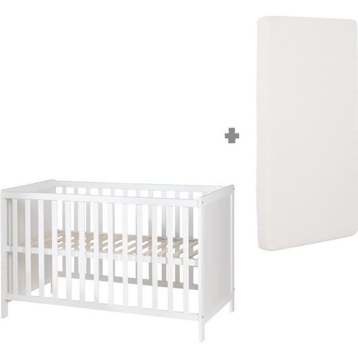 Lit bébé cododo 2-en-1 - 60 x 130 cm - ROBA - Blanc