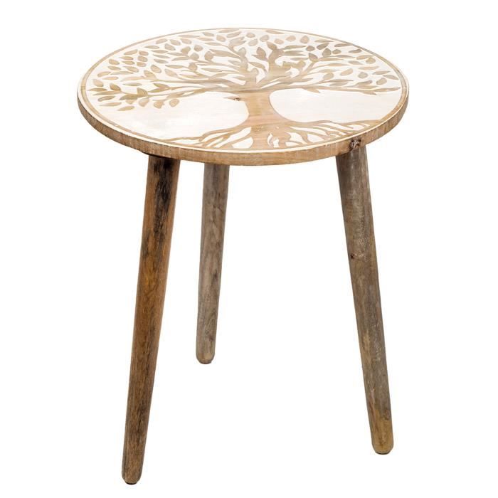 Table d'appoint en bois de teck massif - table en bois de racine comme support pour plantes et table basse au design naturel