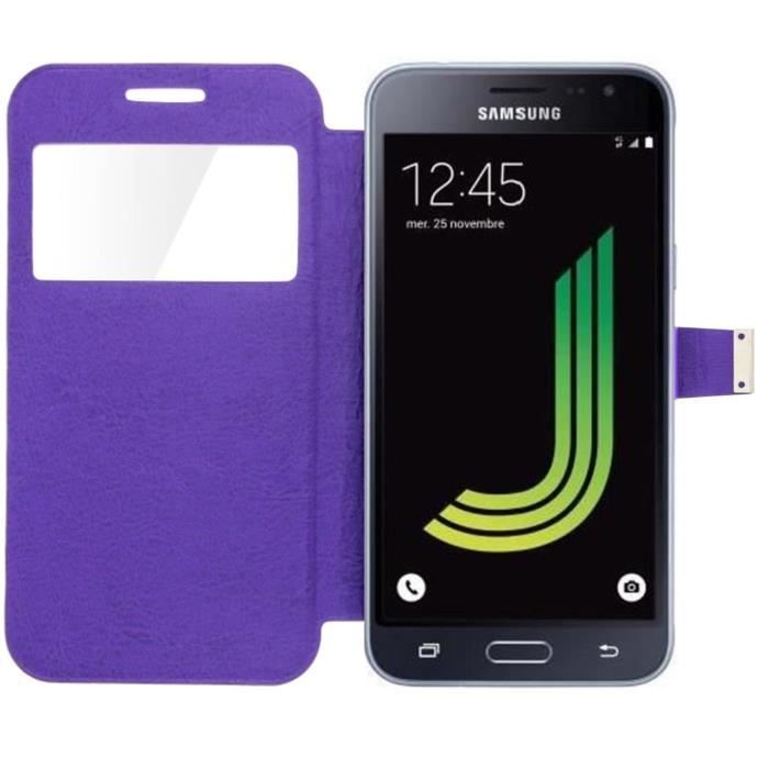 Coque Etui Fenêtre Samsung Galaxy J3 2016