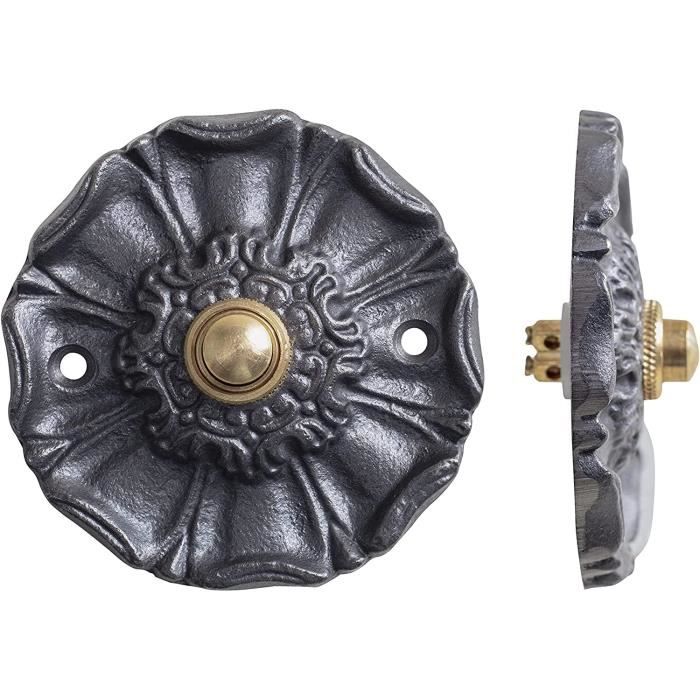 Bouton De Sonnette Antique En Laiton Jaspé - 15mm - Vintage, Filaire