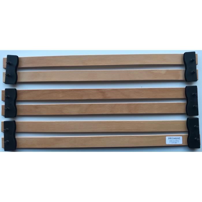 lot de 6 Lattes 66 cm (660mm) largeur 38mm épaisseur 8mm avec 6 Embouts bilattes a Clipser