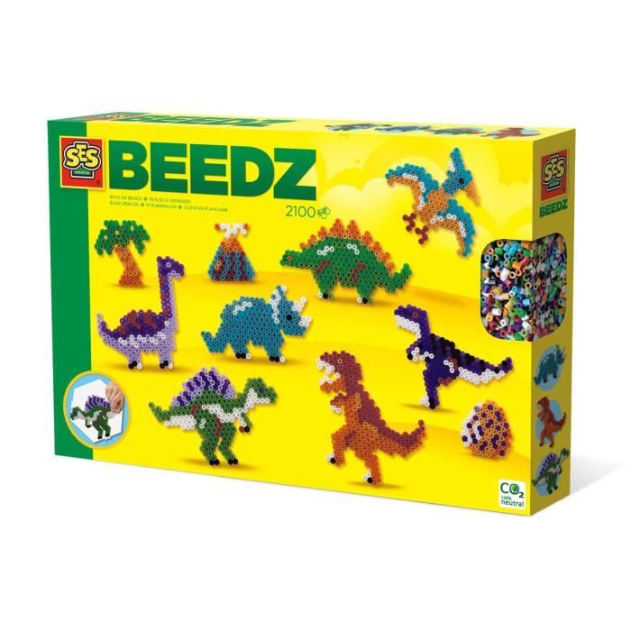 Kit de perles à repasser Beedz - SES CREATIVE - Dinosaures - 2100 perles - Pour enfants de 5 ans et plus