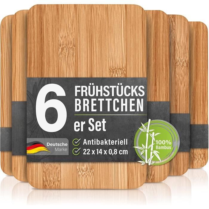 Set De 6 Planches à Découper En Bambou - Format Pratique - Antinocif Pour Les Lames Et Antibactérien - Pour Cuisine Et Service