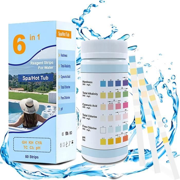 Cygjing Test Piscine,Test Bandelette Piscine,6 in 1 Bandelette Piscine