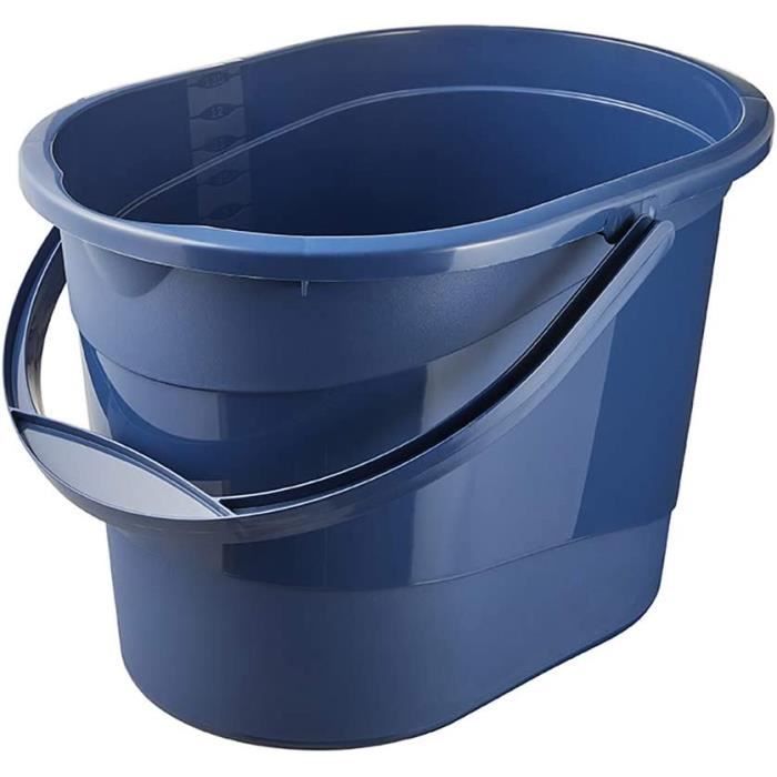 Seau De Nettoyage KEEPER 13L - Bec Verseur - Anse Ergonomique - Forme Ovale - Bleu Nordic - Fabriqué En Europe
