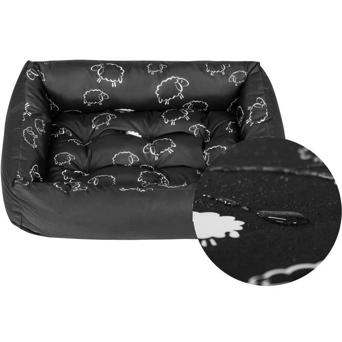 Comparer les prix de SuperKissen24 Panier pour Chien - Lit pour Chien - Apaisant - Taille M - Noir et Gris - Mouton