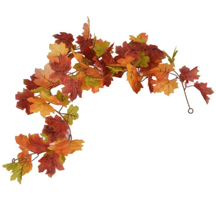Guirlande Automne Avec Lumières LED - 2 Guirlandes Feuilles D'érable Artificielles, 175 Cm, Pour Décoration Halloween, Thanksgiving, Noël