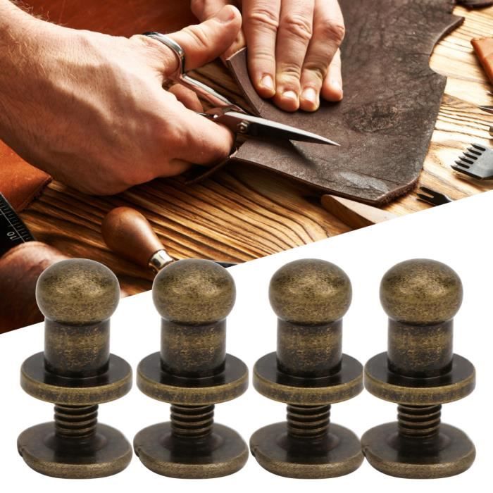 Lot De 20 Goujons De Rivet En Métal À Tête Ronde Pour Bricolage En Cuir