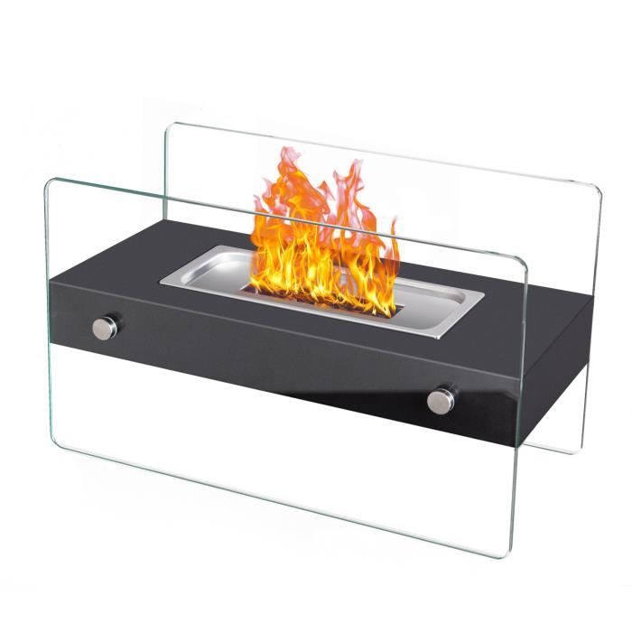 Cheminée De Table Bioéthanol Dreamhigh - Double Vitre, Flamme Réglable - Pour Intérieur Et Extérieur