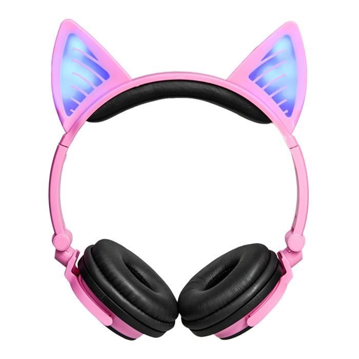 Lx Bl108 Mignon Oreille De Chat Bt Ecouteur Casque Sans Fil Brillant Pliable Stereo Mains Libres Mic Cadeau Pour Filles Rose Casque Ecouteurs Avis Et Prix Pas Cher Cdiscount