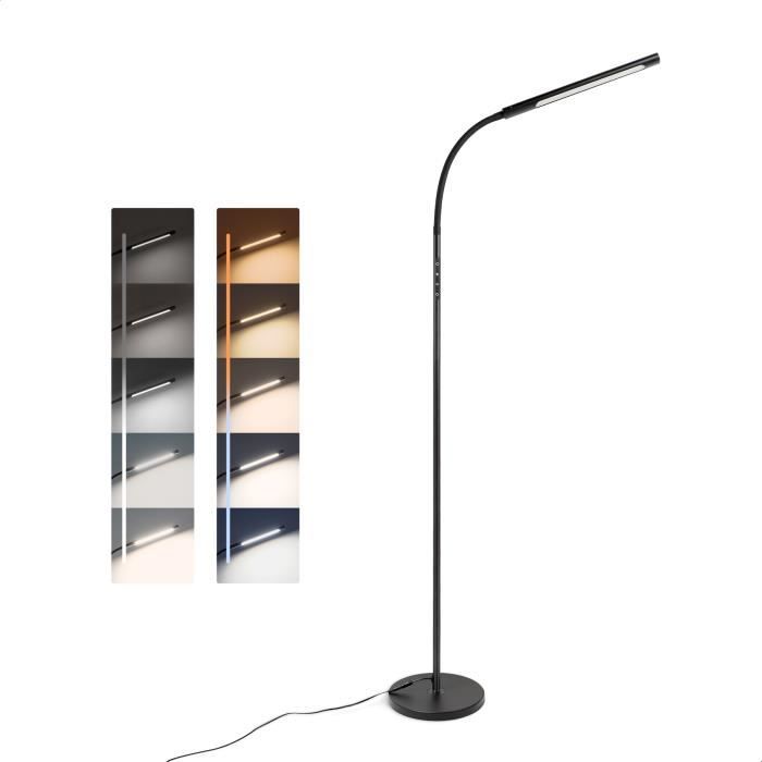 Tomons Lampadaire LED Contrôle Tactile Luminosité et Température de Couleur Réglables avec Minuterie et Fonction Mémoire