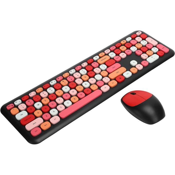 Combo Clavier Et Souris Sans Fil, Mignon Chat Forme 2.4G Ergonomique