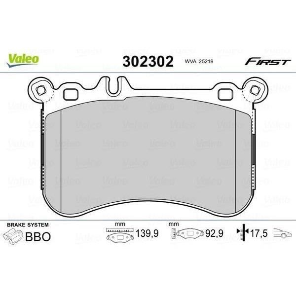 Plaquette de frein gamme first Mercedes cl 02.11>02.14 - VALEO - 302302
