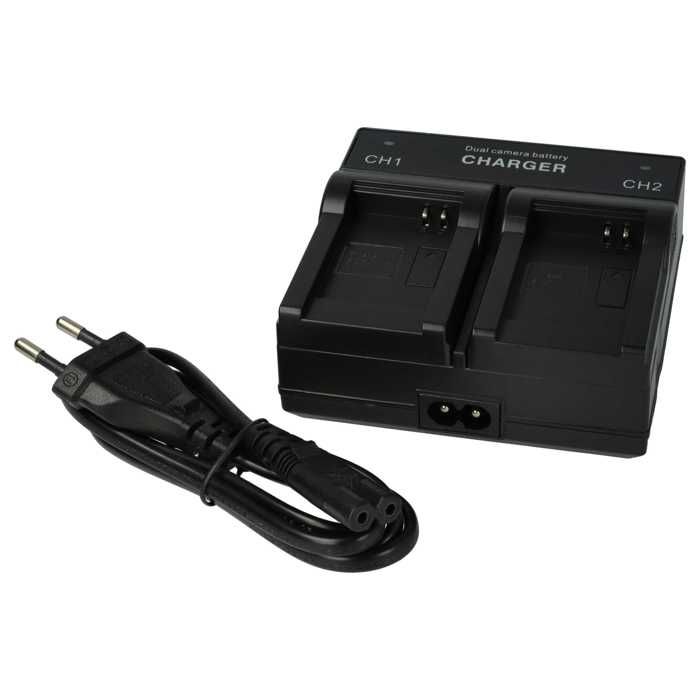 Vhbw Chargeur double compatible avec Rollei Compactline 370 TS, 370TS, 390 caméra caméscope action-cam - Station + câble de voiture,