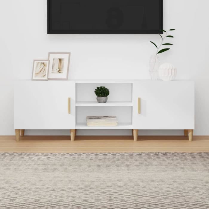 vidaXL Meuble TV Blanc 150x30x50 cm Bois dingénierie 812618