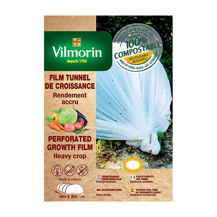 Vilmorin Film Croissance Perforé Bio 2x8m - Protection Jeunes Plantations En Farine De Céréales