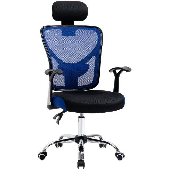 Vinsetto Fauteuil de bureau manager grand confort chaise pivotante dossier inclinable hauteur assise tétière réglables tissu maille