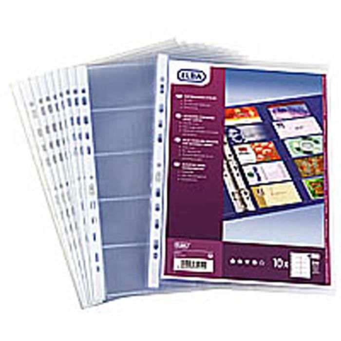 Pochettes Perforées Viquel Pour Cartes De Visite - Lot De 10, Format A4 | 200 Cartes, Polypropylène