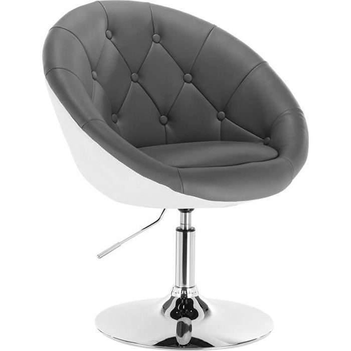 WOLTU Fauteuil de bar Tabouret de bar en similicuir Chaise de loisir rotatif hauteur réglable Gris+Blanc WOLTU Fauteuil de bar Tabouret de bar en similicuir Chaise de loisir rotatif hauteur réglable Gris+Blanc