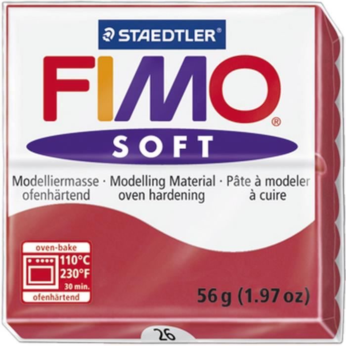 STAEDTLER Pâte à modeler à cuire Fimo Soft bloc 56 g cerise
