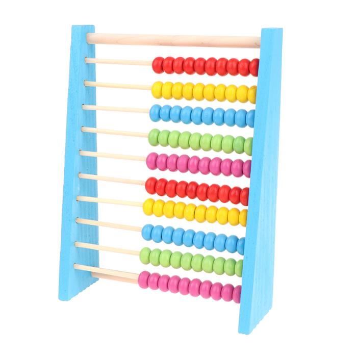 Boulier Enfant En Bois - 100 Perles Colorées, Apprentissage Mathématiques, 21x16cm