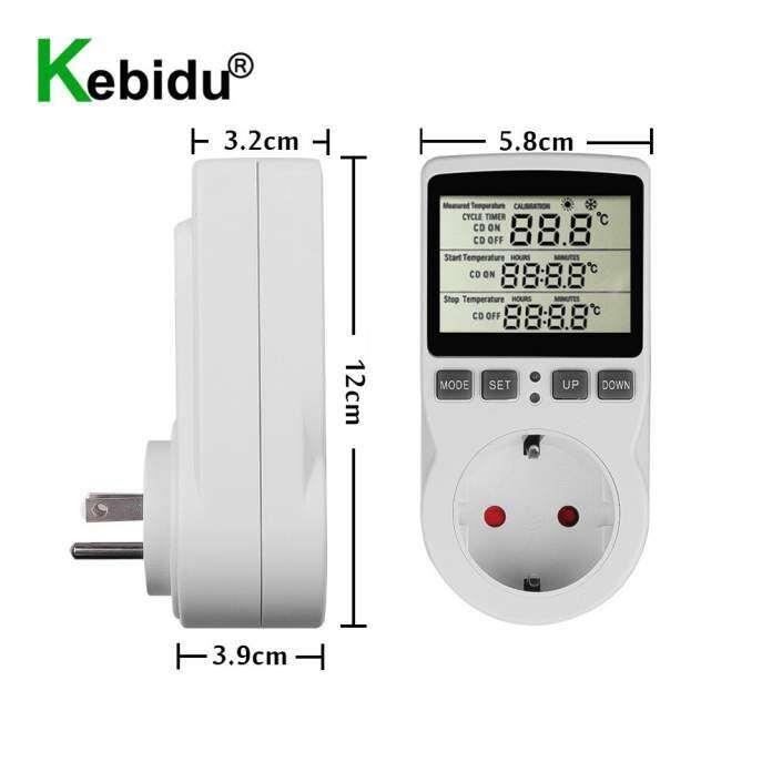 Prise Contrôleur De Température Numérique 230V Avec Sonde - Thermostat Pour Terrarium, Serre, Incubateur - 9