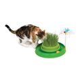 CAT IT Cuircuit 3 en 1 avec balle et jardinière d'herbe à chats- Ø 36 cm - Vert - Pour chat-1