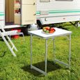 Outsunny Table Pliante Table de Camping Table de Jardin Hauteur réglable Aluminium MDF Blanc-1