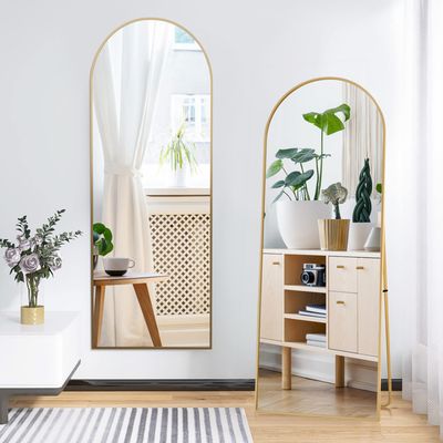 Cadre Aluminium Miroir Pleine Longueur 150x40cm SDXYSTCE - Doré Mural Ou Sol Grand Miroir Polystyrène Blanc