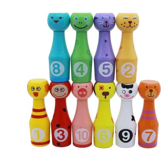 Jeu Développement émotionnel Jeu De Quilles En Bois TOWO - 10 Quilles Émotions Et Chiffres Pour Enfants 2 Ans Quilles Couleurs Chiffres Coordination