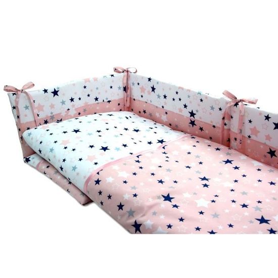 Callynova Parure de lit bébé fille haut de gamme Etoile Rose : housse de couette bébé 135 x 100 cm et taie doreiller 60 x 40 cm Callyna ® 100% coton 