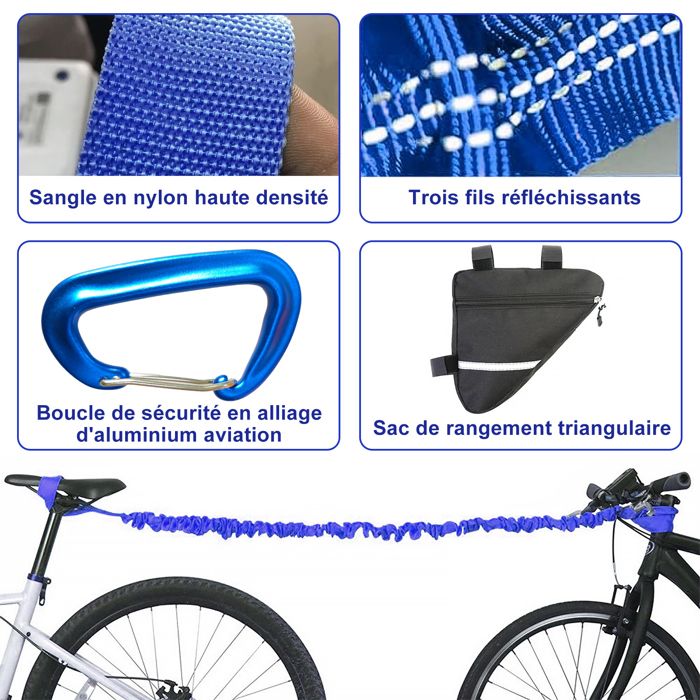 Corde de remorquage de vélo, Corde de remorquage avec 2 rétroviseurs de
