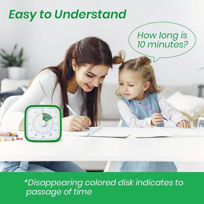 Minuteur Silencieux Minuteur Visuel Enfants 60 Min - Compte à Rebours Coloré - Gestion Du Temps Time Timer