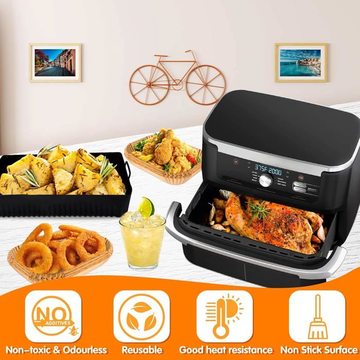 Accessoires Silicone Pour Air Fryer Ninja Foodi AF500EU - Moule 5,2L X2 + 10,4L X1 - Antiadhésif