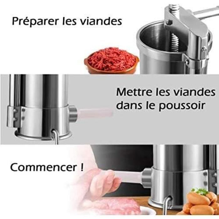 Kit 3 Tubes à Saucisses En Inox - Compatible Hachoir à Viande, Pour Maison, Bœuf, Porc, Volaille