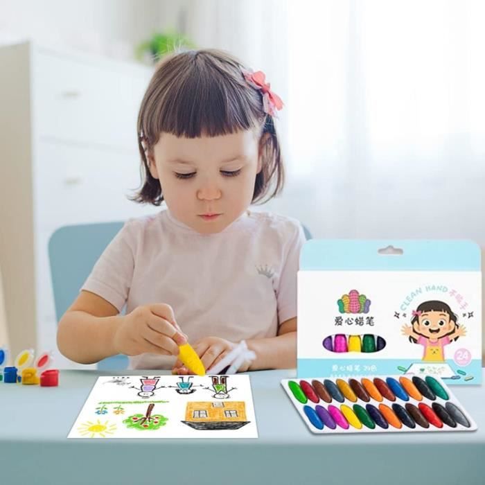 The Best Crafts Crayon de Cire Enfant, 24 Couleurs Crayons Peinture Cire  Lavables Non Toxique pour Tout-Petites Bébé Enfants - Cdiscount Beaux-Arts  et Loisirs créatifs