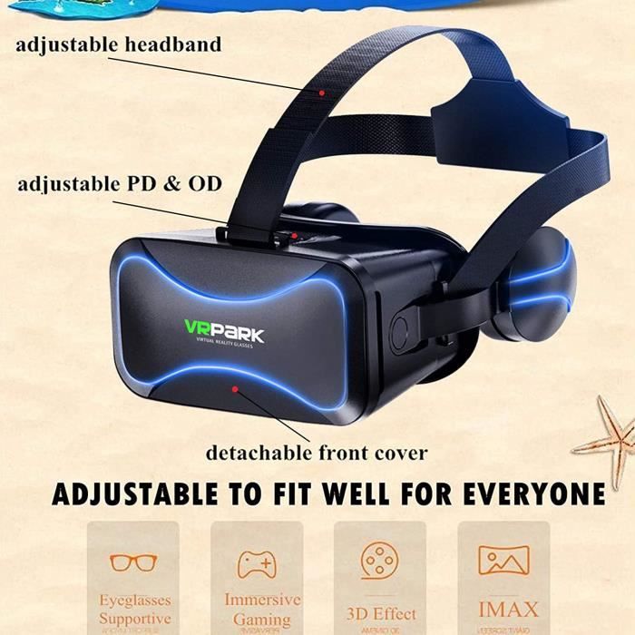 Casque Lunettes 3D VR pour telephone Portable Lunettes de realite virtuelle avec Vue panoramique 360 degres Casque VR pour 196 Cdiscount Informatique