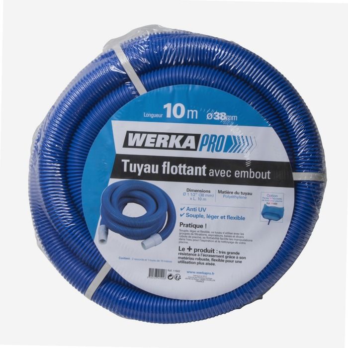Tuyau D'épurateur De Piscine WERKA PRO - 3m - Ø 38mm - Blanc - Polyéthylène Résistant Aux UV
