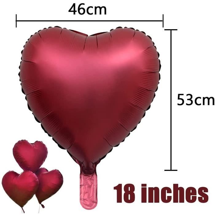 20 Ballon Aluminium, Coeur Rouge Ballon de Fête, Forme de Coeur