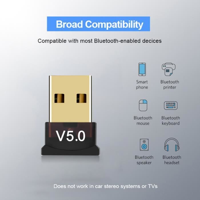 Adaptateur Bluetooth 5.0 + BR / EDR - Portée 20M - Son clair - Orico