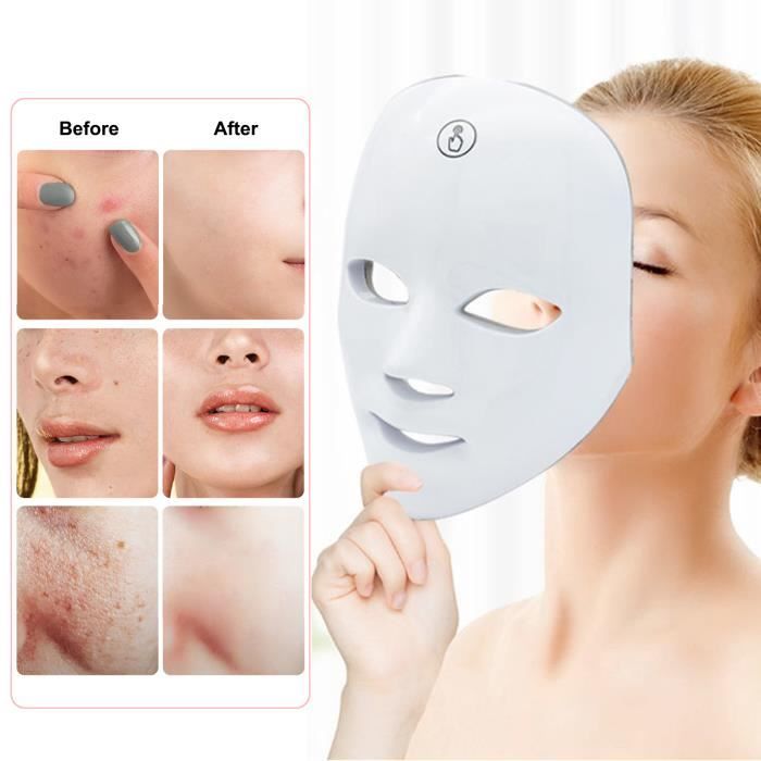 Masque Luminothérapie LED 7 Couleurs Pour Le Visage - Soin Anti-acné, Lifting Et Raffermissement
