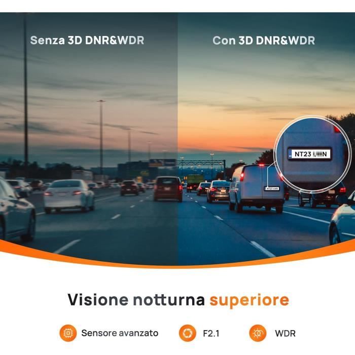 Dashcam Voiture Double Caméra 2.5K QHD - Ecran IPS 3,39 - Vision Nocturne, Parking 24h/24 + Capteur G - Carte 64GB Incluse