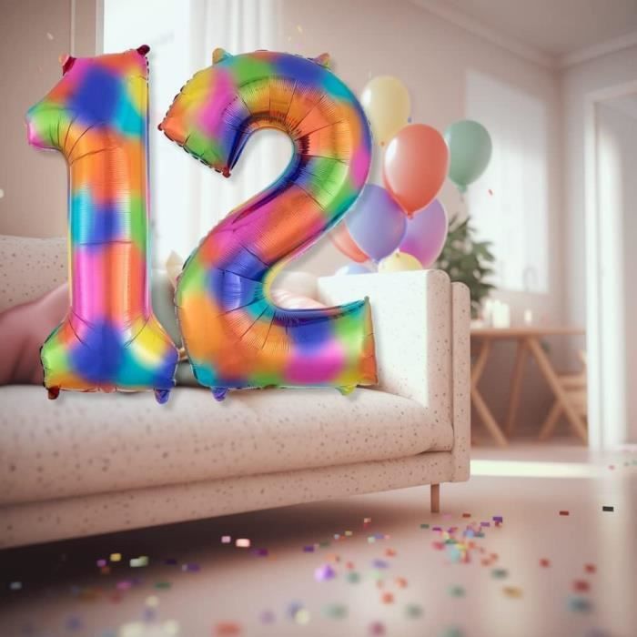 Ballon Chiffre 2 Arc-En-Ciel 101 Cm I Idéal Pour Décoration Fêtes Et Anniversaires I Avec