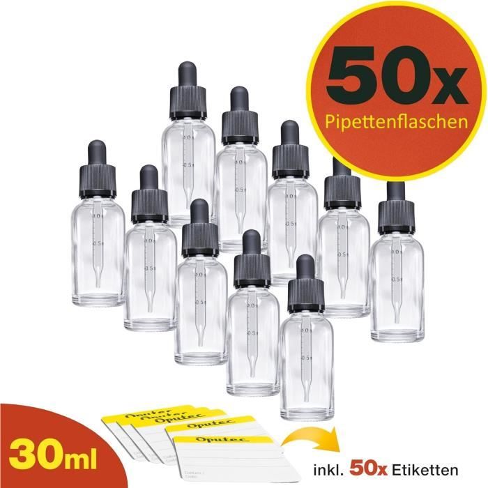 Flacons Compte-gouttes En Verre Ambré 15 Ml - Lot De 4 Avec Pipette, Entonnoir, étiquettes - Pour Huiles Essentielles