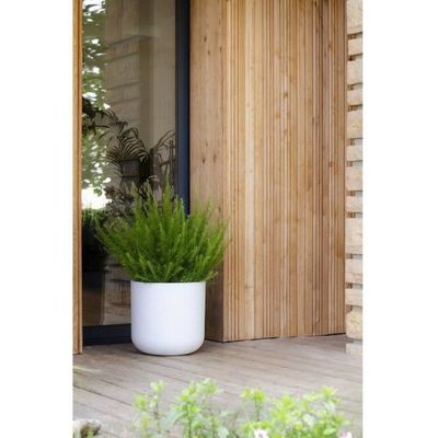 EDA Pot Rond 40 Cm Basalt'Up 32,5 L - Imitation Béton Gris Anthracite, Zone Rétention Eau