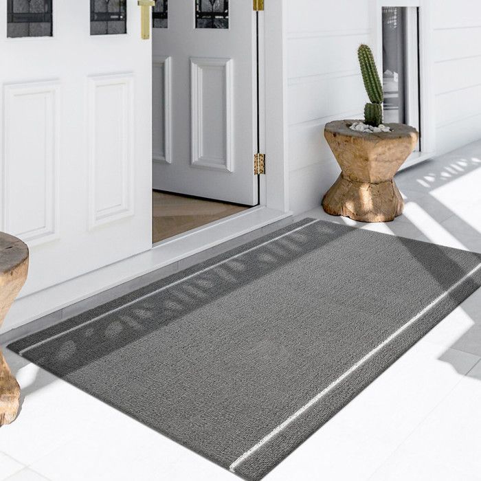 Tapis De Porte Paillasson 110x130 Cm - Silicone, Absorbe L'eau, Antidérapant - Pour Entrée, Cuisine, Couloir - Facile à Nettoyer, Noir