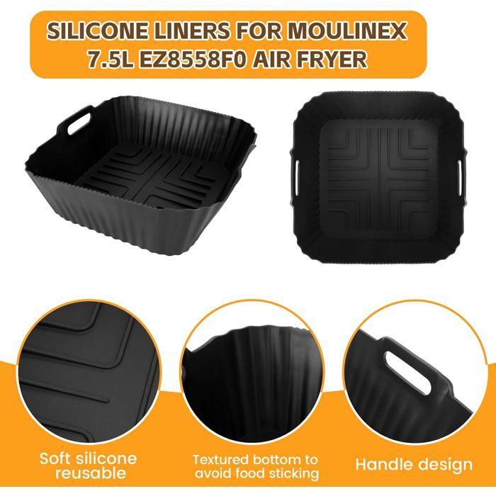 Moule En Silicone Pour Friteuse Sans Huile - Carré 21 X 21 Cm - Antiadhésif, Lavable, Empilable - Pour Cuisson Air Fryer Et Four