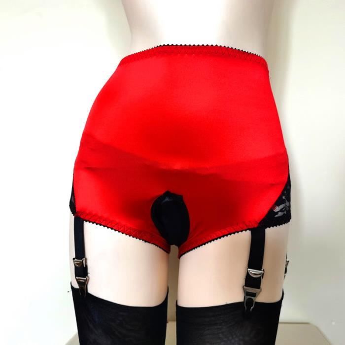 Porte-jarretelles sexy rouge vintage grande taille avec culotte