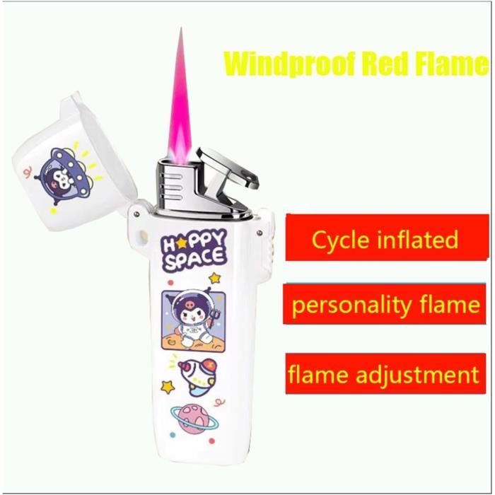 2023 Rose Paillettes Hello Kitty Rose Flamme Briquet de Poche Rechargeable  Kawaii Mignon Coupe-Vent Flamme Butane Lampe de Poche Briquet